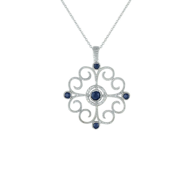 Sapphire and Diamond Accent Fashion Pendant in Sterling Silver - jewelerize.com