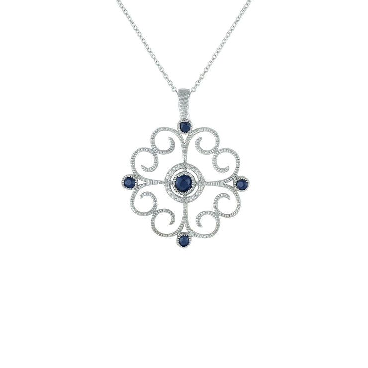 Sapphire and Diamond Accent Fashion Pendant in Sterling Silver - jewelerize.com