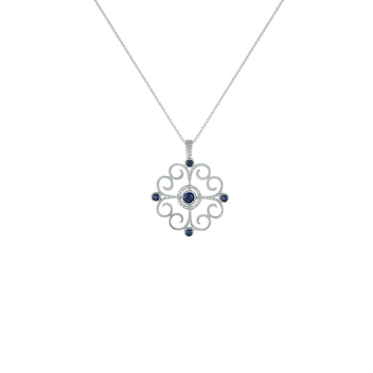 Sapphire and Diamond Accent Fashion Pendant in Sterling Silver - jewelerize.com