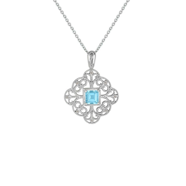 Blue Topaz and Diamond Accent Fashion Pendant in Sterling Silver - jewelerize.com