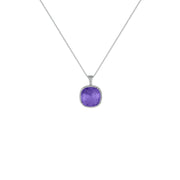Cushion Cut Amethyst and Diamond Accent Pendant in Silver - jewelerize.com