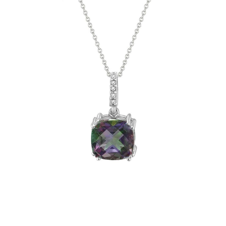 Mystic Topaz and Diamond Pendant in Silver - jewelerize.com
