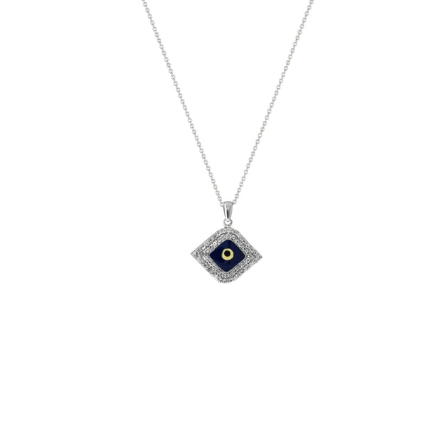 Cubic Zirconia and Enamel 'Evil Eye' Pendant in Silver - jewelerize.com
