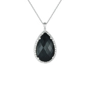 Black Onyx and Diamond Accent Fashion Silver Pendant - jewelerize.com