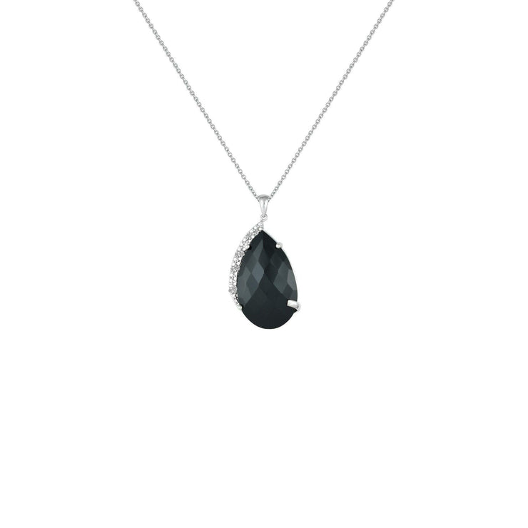 Black Onyx and Diamond Accent Fashion Silver Pendant - jewelerize.com
