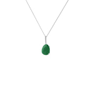 Genuine Rough Cut Emerald and Diamond Silver Pendant - jewelerize.com