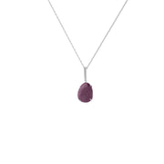 Genuine Rough Cut Ruby and Diamond Silver Pendant - jewelerize.com