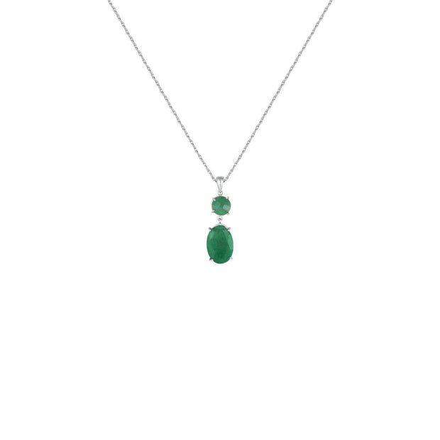 Genuine Rough Cut Emerald Drop Fashion Pendant in Silver - jewelerize.com