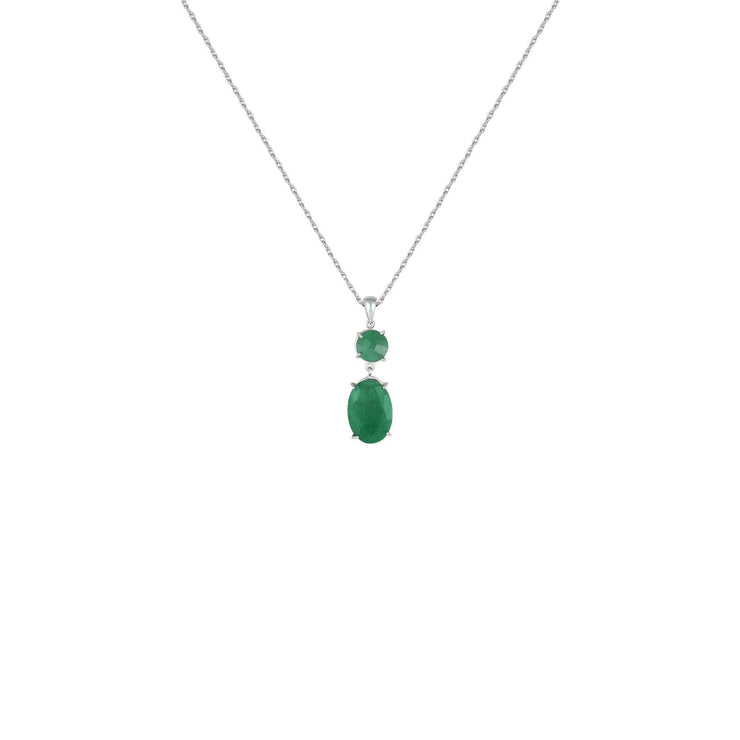 Genuine Rough Cut Emerald Drop Fashion Pendant in Silver - jewelerize.com