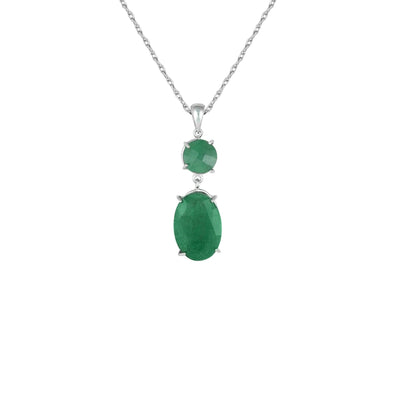 Genuine Rough Cut Emerald Drop Fashion Pendant in Silver - jewelerize.com