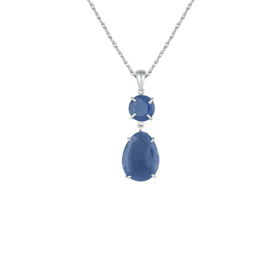 Genuine Rough Cut Sapphire Drop Fashion Pendant in Silver - jewelerize.com