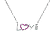 Created Ruby 'Love' Necklace in Sterling Silver - jewelerize.com