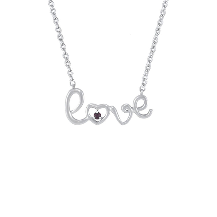 Ruby 'Love' Necklace in Sterling Silver - jewelerize.com