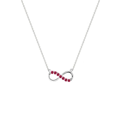 Created Ruby Infinity Necklace in Silver - jewelerize.com