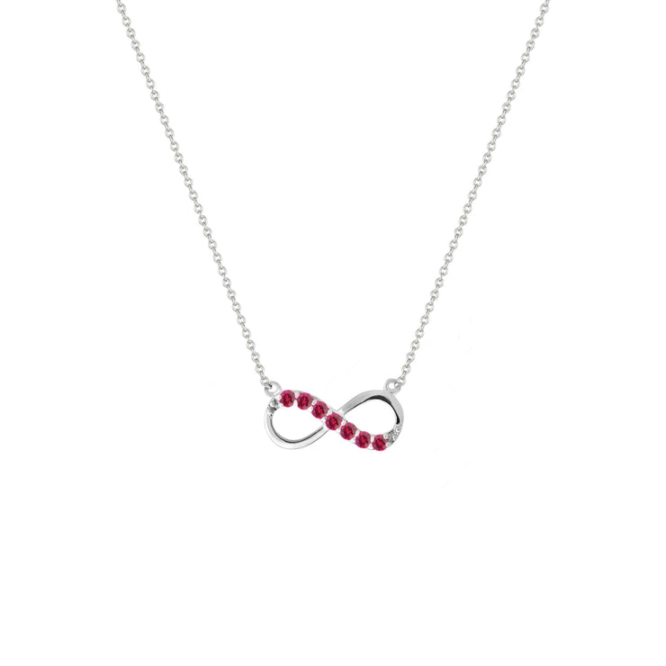 Created Ruby Infinity Necklace in Silver - jewelerize.com