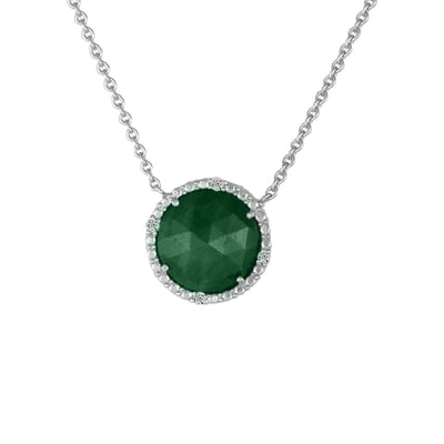 Genuine Emerald and Diamond Accent Fashion Necklace in Silver - jewelerize.com