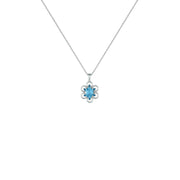 Blue Topaz, London Blue Topaz, Created White Sapphire Pendant - jewelerize.com