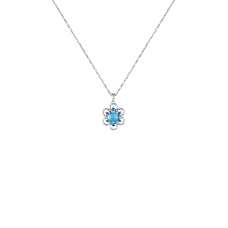 Blue Topaz, London Blue Topaz, Created White Sapphire Pendant - jewelerize.com