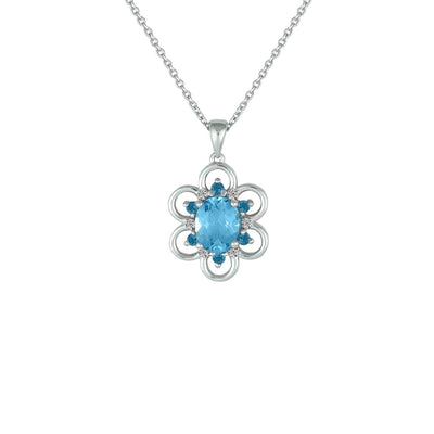 Blue Topaz, London Blue Topaz, Created White Sapphire Pendant - jewelerize.com