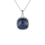 Genuine Sapphire and Diamond Accent Pendant in Silver - jewelerize.com