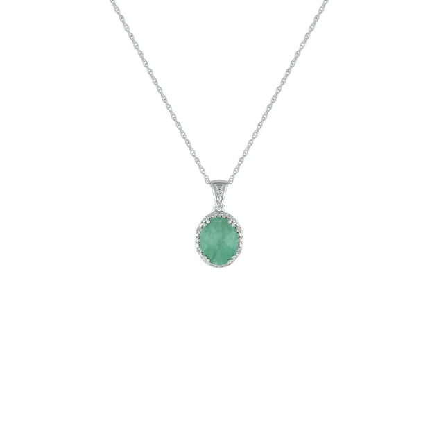 Genuine Emerald and Diamond Accent Pendant in Silver - jewelerize.com