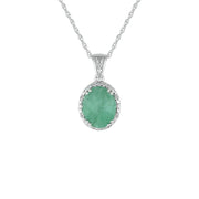 Genuine Emerald and Diamond Accent Pendant in Silver - jewelerize.com