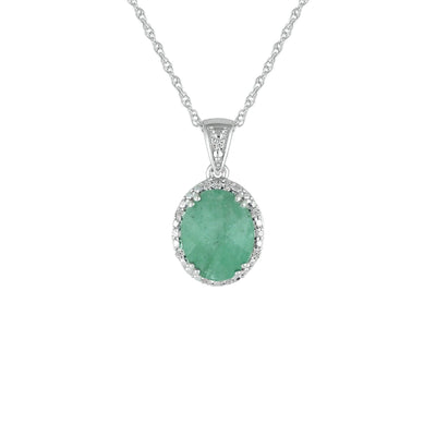 Genuine Emerald and Diamond Accent Pendant in Silver - jewelerize.com