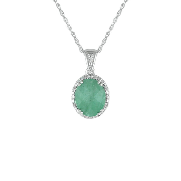 Genuine Emerald and Diamond Accent Pendant in Silver - jewelerize.com