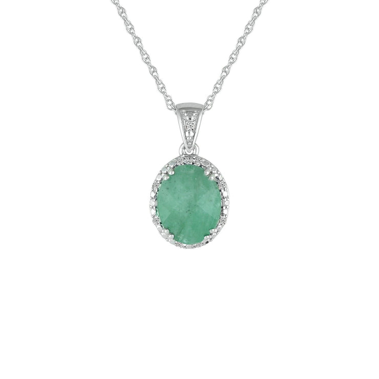 Genuine Emerald and Diamond Accent Pendant in Silver - jewelerize.com