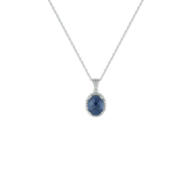 Genuine Sapphire and Diamond Accent Pendant in Silver - jewelerize.com