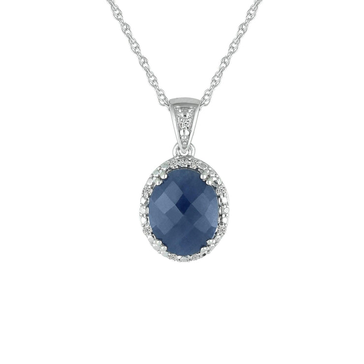 Genuine Sapphire and Diamond Accent Pendant in Silver - jewelerize.com