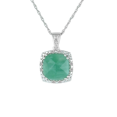 Genuine Emerald and Diamond Accent Pendant in Silver - jewelerize.com