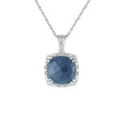 Genuine Sapphire and Diamond Accent Pendant in Silver - jewelerize.com