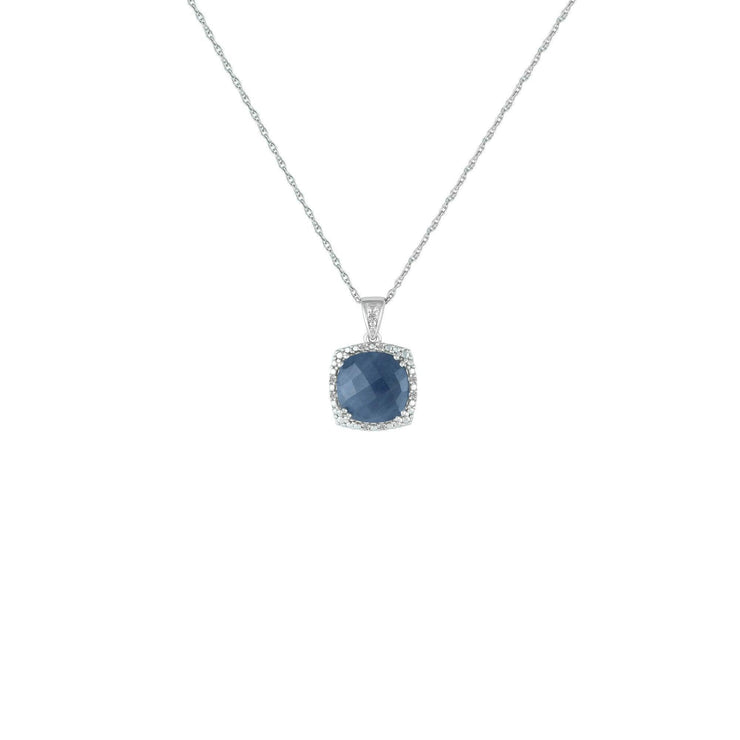 Genuine Sapphire and Diamond Accent Pendant in Silver - jewelerize.com