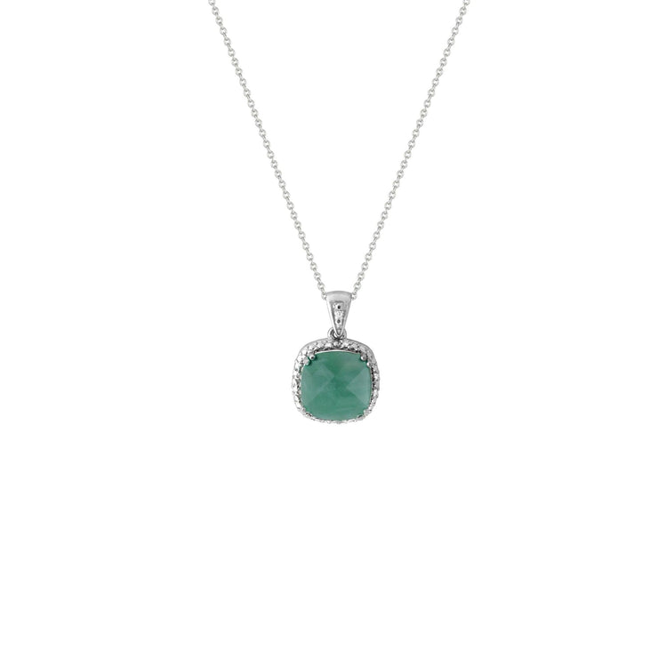 Genuine Emerald and Diamond Silver Pendant - jewelerize.com