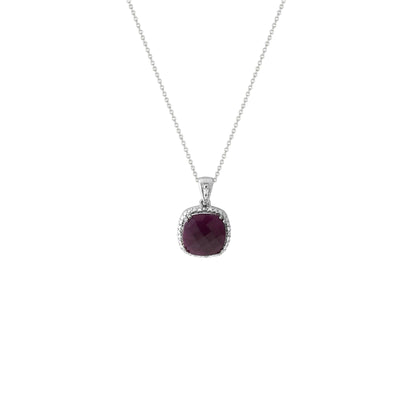 Genuine Ruby and Diamond Silver Pendant - jewelerize.com