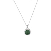 Genuine Emerald and Diamond Accent Fashion Silver Pendant - jewelerize.com