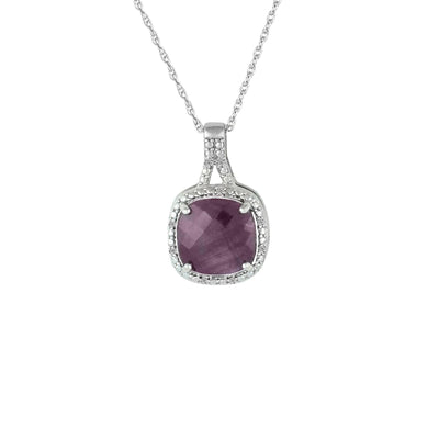Genuine Ruby and Diamond Accent Fashion Silver Pendant - jewelerize.com
