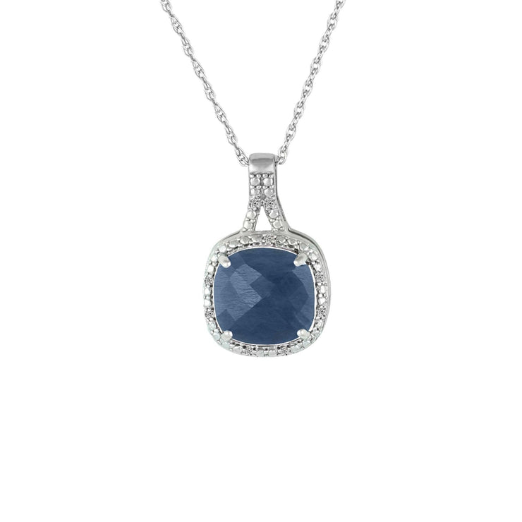 Genuine Sapphire and Diamond Accent Fashion Silver Pendant - jewelerize.com