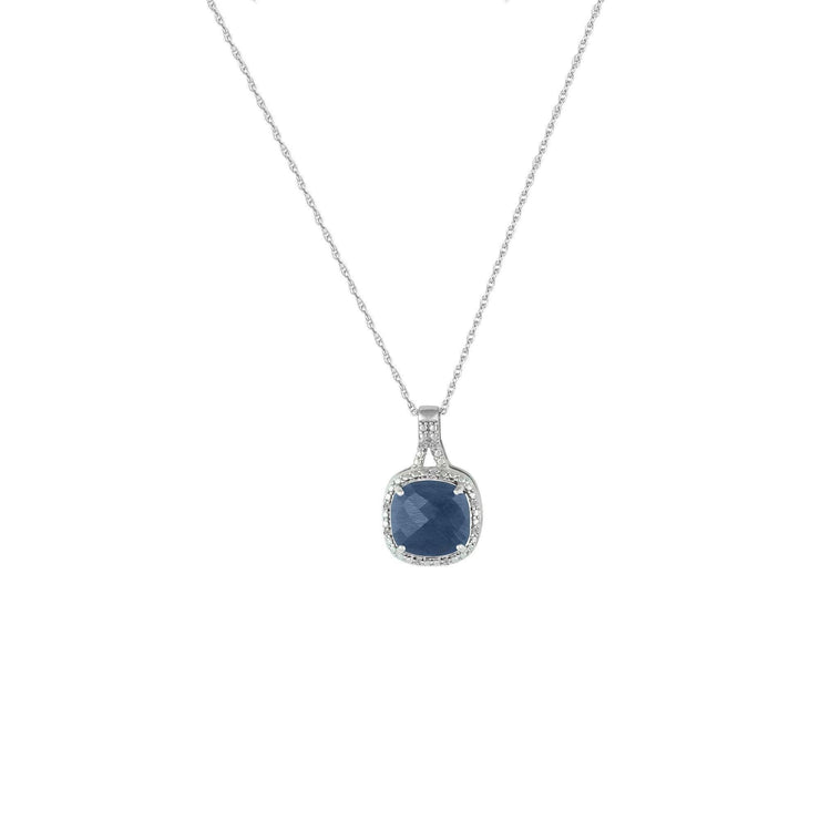 Genuine Sapphire and Diamond Accent Fashion Silver Pendant - jewelerize.com