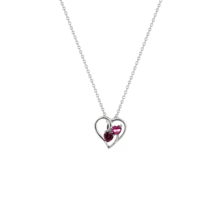 Created Ruby and Created Pink Sapphire Heart Pendant - jewelerize.com
