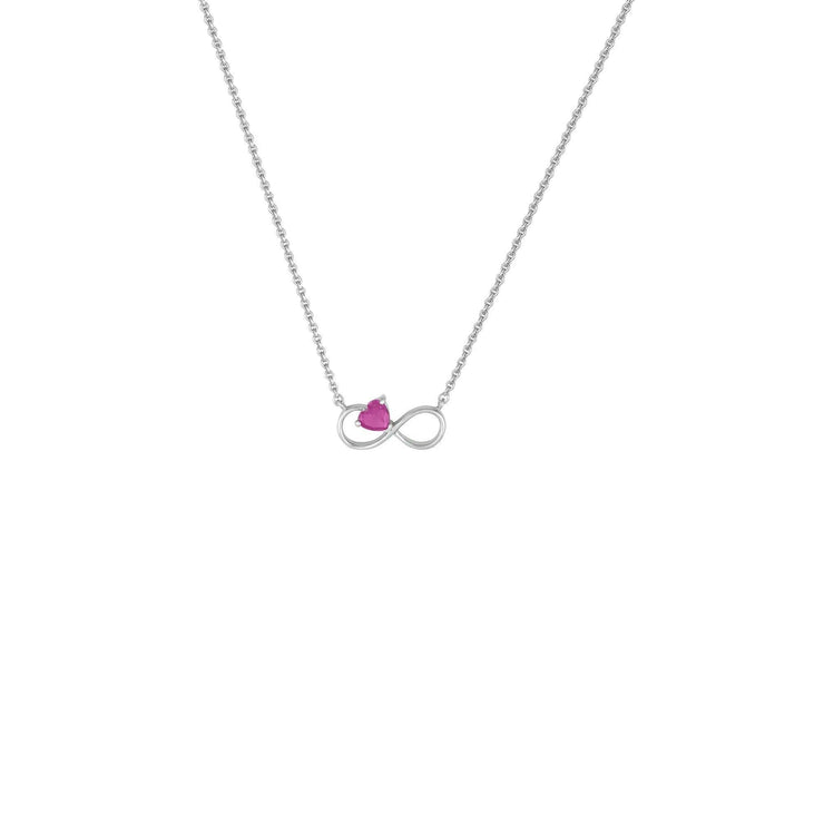 Infinity Heart Necklace - Created Pink Sapphire Infinity Necklace in Silver - jewelerize.com