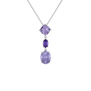 Pink Amethyst and Amethyst Drop Pendant in Sterling Silver - jewelerize.com