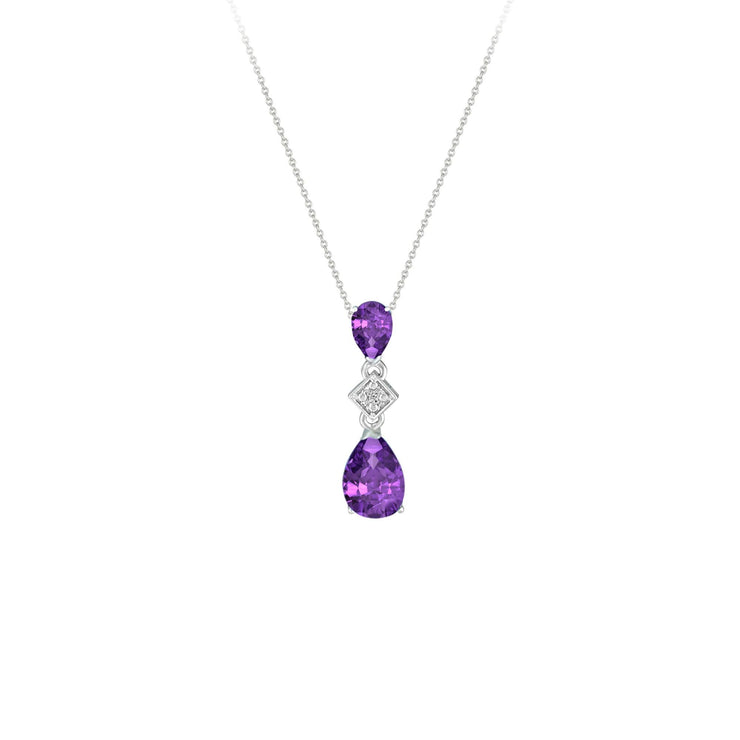 Amethyst and Diamond Drop Pendant - jewelerize.com