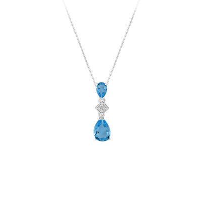 Blue Topaz and Diamond Drop Pendant - jewelerize.com