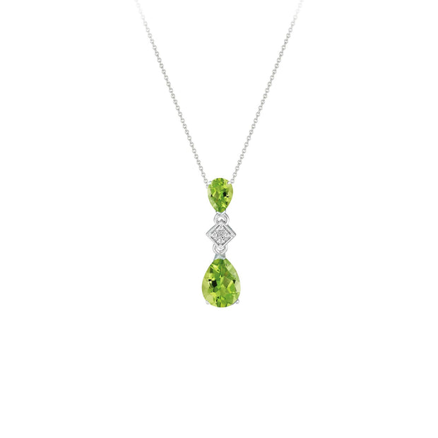 Peridot and Diamond Drop Pendant - jewelerize.com