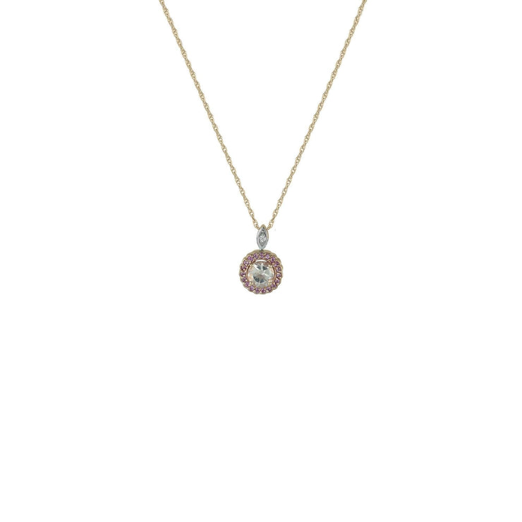 Morganite and Created Pink Sapphire Fashion Pendant in 10K Rose Gold - jewelerize.com