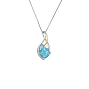 Blue Topaz and Diamond Fashion Pendant in Silver & 14K - jewelerize.com