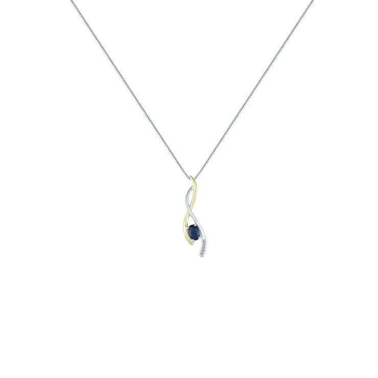 Sapphire and Diamond Fashion Pendant in Silver & 14K - jewelerize.com