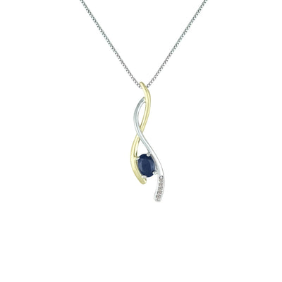 Sapphire and Diamond Fashion Pendant in Silver & 14K - jewelerize.com